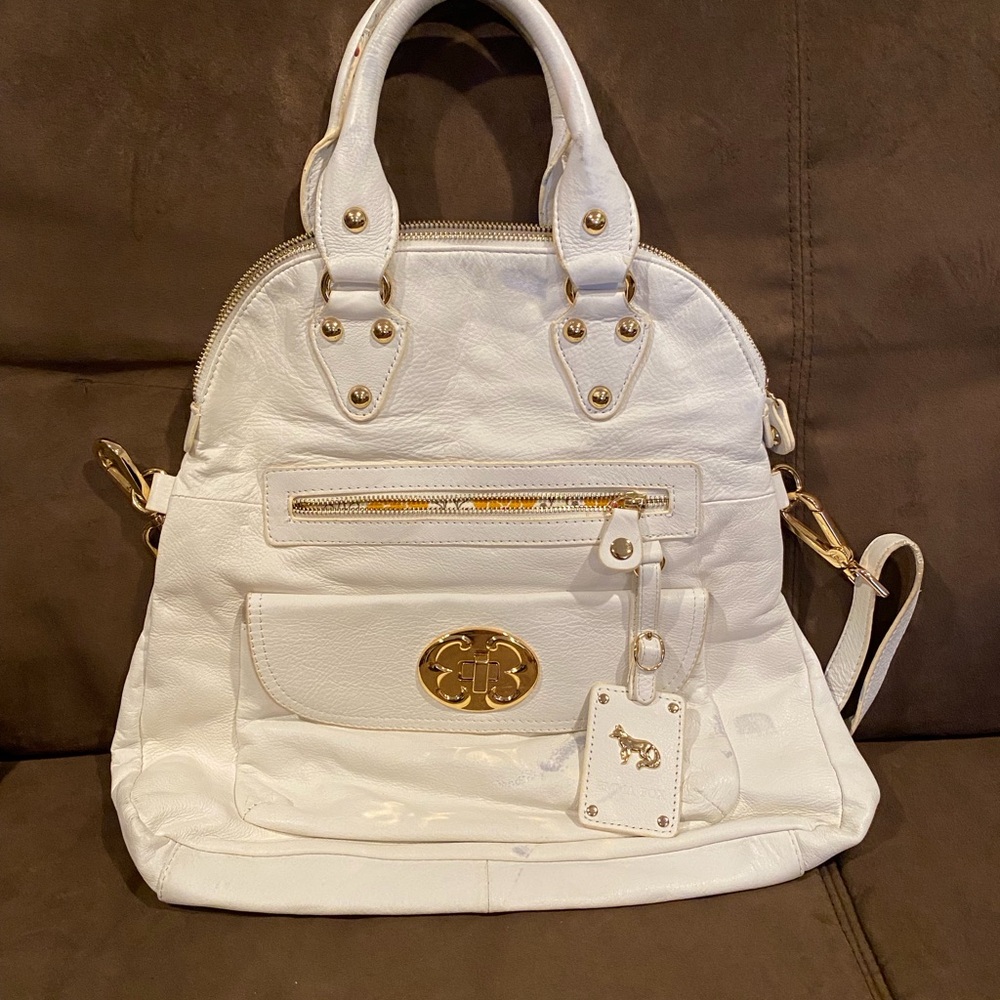 Emma Fox White Satchel with Gold Hardware